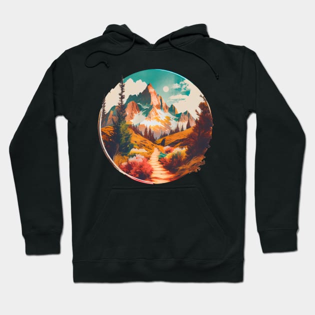 Trail into High Alpin Mountain Hoodie by Vooble